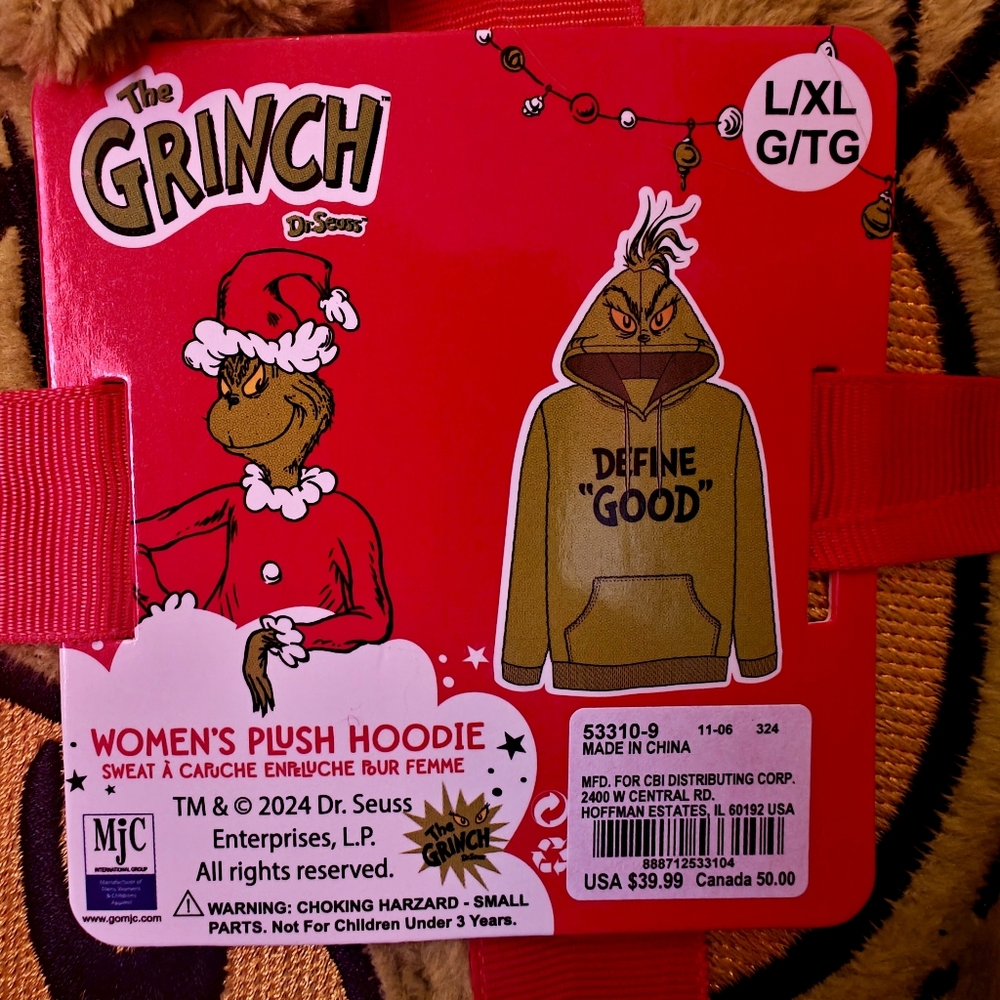 Dr. Seuss The Grinch Women's Plush Hoodie